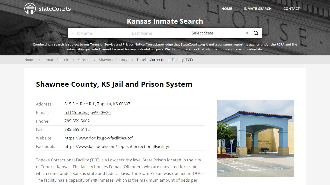 Topeka Correctional Facility (TCF) Inmate Records Search ...